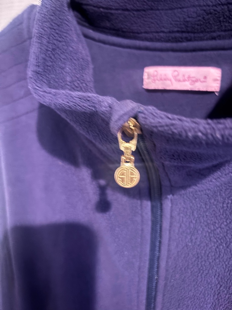 Lilly Pulitzer Deep Purple Fleece Zip Jacket With Gold Pull